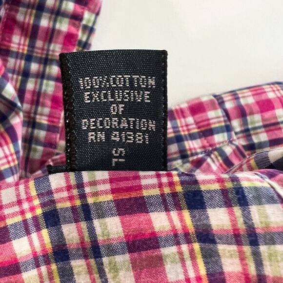 VTG Ralph Lauren Plaid Button Down Shirt Mens XL Pink Gingham Cotton Preppy 90s - Picture 6 of 6
